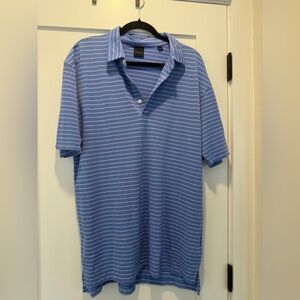 Dunning Golf Blue and Pink Striped Polo Shirt
